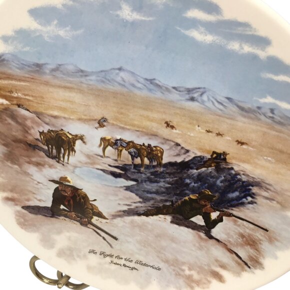 Frederic Remington Collector Plate The Fight for the Waterhole 8.75" Western - Picture 3 of 7